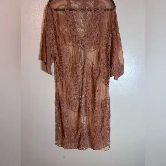 NWT Bsubseach Kimono Cover up Duster tan/light brown One Size fits Medium to XL - Picture 6 of 10